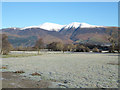 NY2322 : Frosted fields beside Newlands Beck by Trevor Littlewood