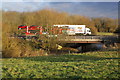 SP4807 : Car transporter overtakes Tesco lorry on the A34 by Roger Templeman