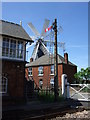 TF1443 : Signal box, signal, level crossing, tearoom and windmill by Richard Hoare