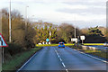 SY9592 : Bakers Arms Roundabout, A35 by David Dixon