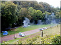 SO0429 : Smoky camp fire on the bank of the Honddu, Brecon by Jaggery