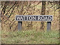 TG1107 : Watton Road sign by Geographer