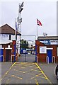 SO8456 : W.C.F.C. ground (01) - Entrance gates, St. George's Lane North, Worcester by P L Chadwick