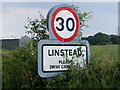 TM3278 : Linstead sign on the B1123 Halesworth Road by Geographer