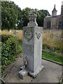 TL1885 : Memorial to USAAF 457th Bomb Group (H) in Conington churchyard by Richard Humphrey