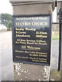 NO7464 : St Cyrus Church notice by Stanley Howe