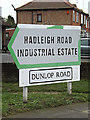 TM1444 : Hadleigh Road Industrial Estate & Dunlop Road signs by Geographer