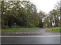 TM4476 : Footpath to the A12 & entrance to Henham Park by Geographer