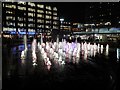 SJ8498 : Piccadilly Gardens Fountains at Christmas (1) by David Dixon