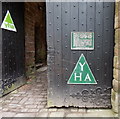 SO5504 : YHA triangles on the castle gates in St Briavels by Jaggery