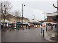 SJ9399 : Rainbow over Ashton Market by Bill Boaden