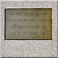 SJ8991 : Triangle church foundation stone by Gerald England