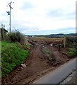 ST4491 : Muddy entrance to a field south of Llanvair Discoed by Jaggery