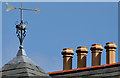 J3773 : Weathervane and chimney pots, Ballyhackamore, Belfast by Albert Bridge