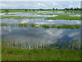 TL4483 : Clouds in the water - The Ouse Washes near Mepal by Richard Humphrey