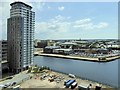 SJ8097 : Manchester Ship Canal, Trafford Wharf/MediaCityUK by David Dixon