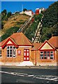 TR2235 : Leas Lift Lower Station and tracks in October 2003, Folkestone, Kent by P L Chadwick