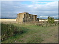 TL3278 : Straw stack and farmland near Pidley by Richard Humphrey