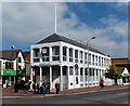 SJ8481 : Barclays Bank and flagpole, Wilmslow by Jaggery