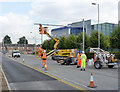 SK5638 : Overhead erection on Enterprise Way - 3 by Alan Murray-Rust