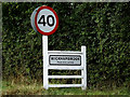 TL7654 : Wickhambrook Village Name sign by Geographer