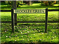 TL7247 : Brockley Green sign by Geographer