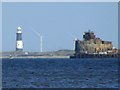 TA3709 : Bull Sand Fort (and Spurn lighthouse) by Steve  Fareham