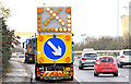 J3876 : Self-propelled road sign, Sydenham bypass, Belfast (November 2014) by Albert Bridge