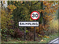 TM1583 : Shimpling Village Name sign on Station Road by Geographer