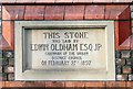 SJ9295 : Denton Library Foundation Stone by Gerald England