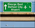 J3775 : City Airport advance direction sign, Sydenham bypass, Belfast (January 2015) by Albert Bridge