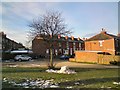 SJ9594 : Melting snowman by the Rowan tree by Gerald England