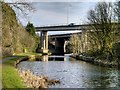 SD8232 : Leeds and Liverpool Canal, Gannow Green Motorway Bridges by David Dixon