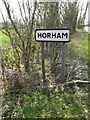 TM2172 : Horham Village Name sign on the B1117 Stradbroke Road by Geographer