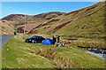 NS8309 : Camping in the Mennock Pass by Mary and Angus Hogg