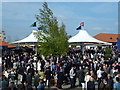 TL6262 : Crowd in the catering and bar area at Newmarket by Richard Humphrey