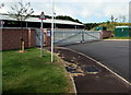 SO3808 : Monmouthshire Livestock Market entrance gates,  Croesbychan by Jaggery