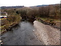 ST0799 : Water and shingle in the Taff between Merthyr Vale and Aberfan by Jaggery