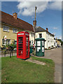 TM1763 : Telephone Box & Debenham Village Notice Board by Geographer