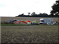 TM1463 : Hang Gliders off Wetheringsett Road by Geographer