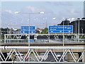 TQ5792 : Roadsigns on the M25 London Orbital Motorway by Geographer