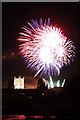 SO8932 : Fireworks above Tewkesbury Abbey #2 by Philip Halling