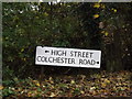 TM0532 : Roadsign on the B1029 Shoebridge's Hill by Geographer