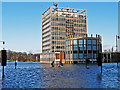 NY4056 : Carlisle Civic Centre amid floodwater by Rose and Trev Clough