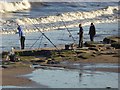 NZ3572 : Sea anglers on Whitley Sands by Oliver Dixon