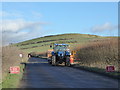 SU1979 : Tractor and trailer, Ridgeway near Liddington Hill by Vieve Forward