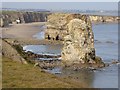 NZ4064 : Cliffs, sea stacks and beach at Marsden by Oliver Dixon