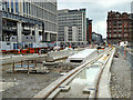 SJ8397 : St Peter's Square Metrolink Stop Construction, March 2016 by David Dixon