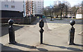 NS5668 : Wyndford wall bollards by Thomas Nugent