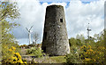 J4976 : Windmill stump and wind turbines, Newtownards/Conlig (May 2016) by Albert Bridge